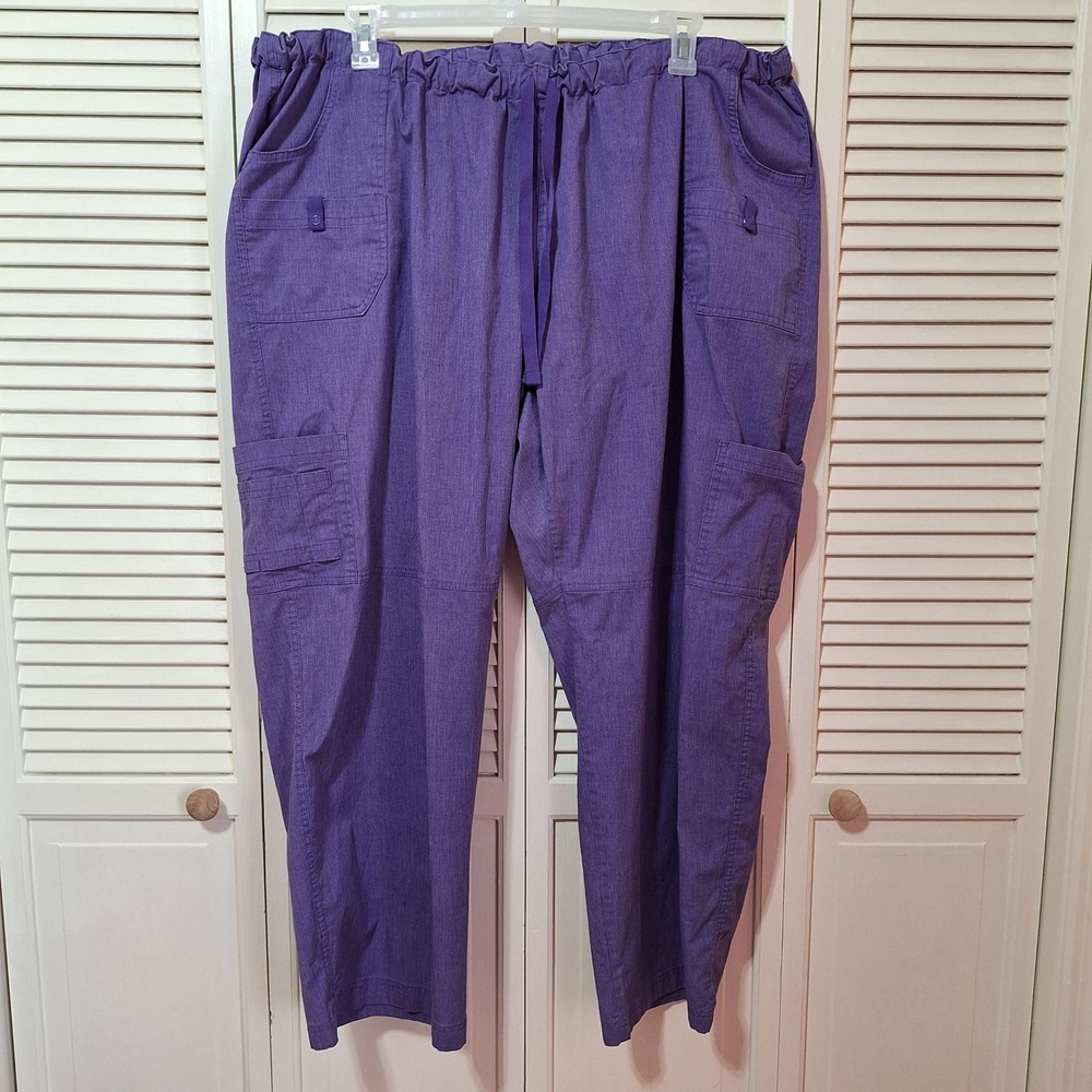 Butter-Soft Purple Heather Scrub Pants Elastic Drawstring Waist Women 4X